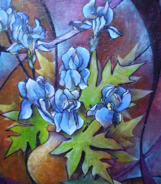 Alain Augias les iris 80x60 marouflage sur bois