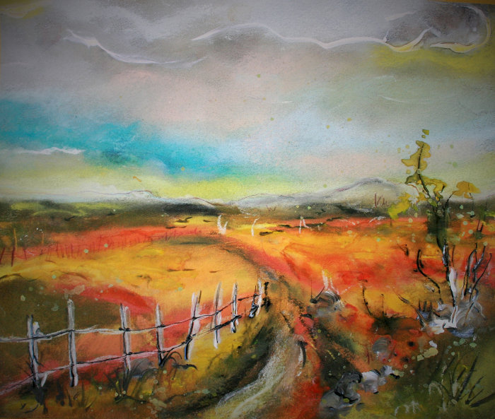 Caroline Degroiselle Le chemin soleil joli Pastel Aq 35x30